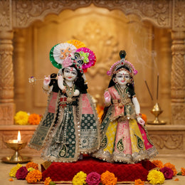 Radha Krishna Design-5 Poshak Set – Yugal Jodi 15 & 18 Inch