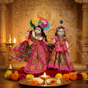 Radha Krishna Design-6 Poshak Set – Yugal Jodi 15 & 18 Inch