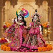 Radha Krishna Design-6 Poshak Set – Yugal Jodi 15 & 18 Inch