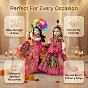 Radha Krishna Design-6 Poshak Set – Yugal Jodi 15 & 18 Inch