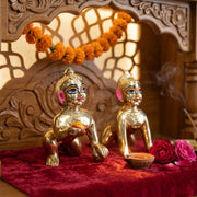 Laddu Gopal & Radha Rani Premium 5 Inch Brass Idol Combo