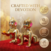 Laddu Gopal & Radha Rani Premium 5 Inch Brass Idol Combo