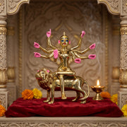 Premium Brass Mata Rani Idol – Ashtabhuja Durga on Lion (9 Inch)