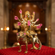 Premium Brass Mata Rani Idol – Ashtabhuja Durga on Lion (9 Inch)