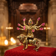 Premium Brass Mata Rani Idol – Ashtabhuja Durga on Lion (9 Inch)