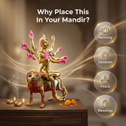 Premium Brass Mata Rani Idol – Ashtabhuja Durga on Lion (9 Inch)
