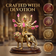 Premium Brass Mata Rani Idol – Ashtabhuja Durga on Lion (9 Inch)
