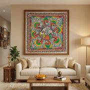 Raas Leela Madhubani Art – Handcrafted Original 31 x 31 Inch