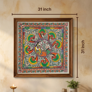 Raas Leela Madhubani Art – Handcrafted Original 31 x 31 Inch