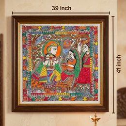 Radha Krishna Swaroop Madhubani Art – Handcrafted Original (41